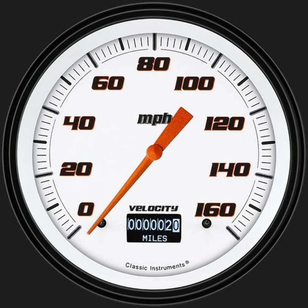 Velocity White 4 5_8_ Speedometer with Information Screen VS56DWBLF
